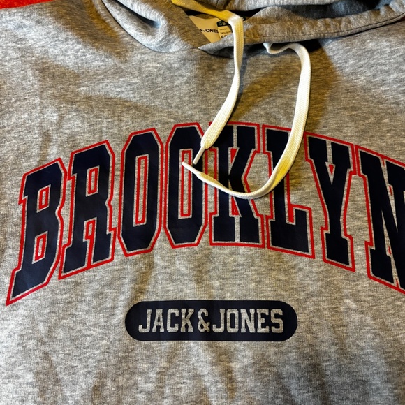 Jack & Jones gray and blue Brooklyn varsity hoodie NWT - Picture 4 of 10